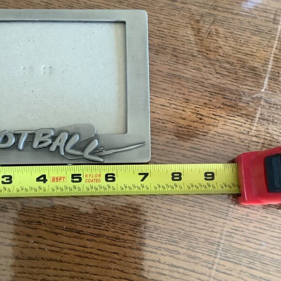 Football-Themed Picture Frame 7"x5" Metal 6" X 4" Photo Stand & Football - Picture 3 of 6